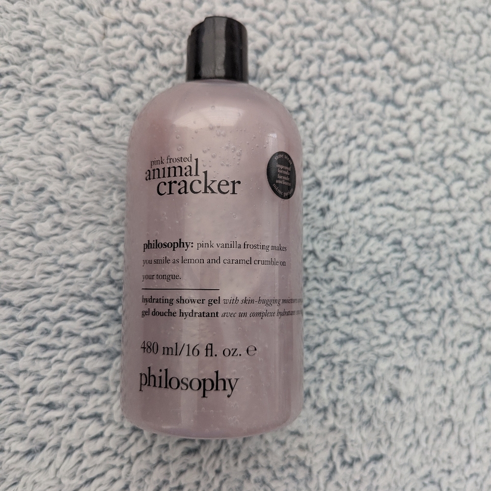 1 Philosophy PINK FROSTED ANIMAL CRACKER Shampoo Shower Gel Bath 16 oz NEW